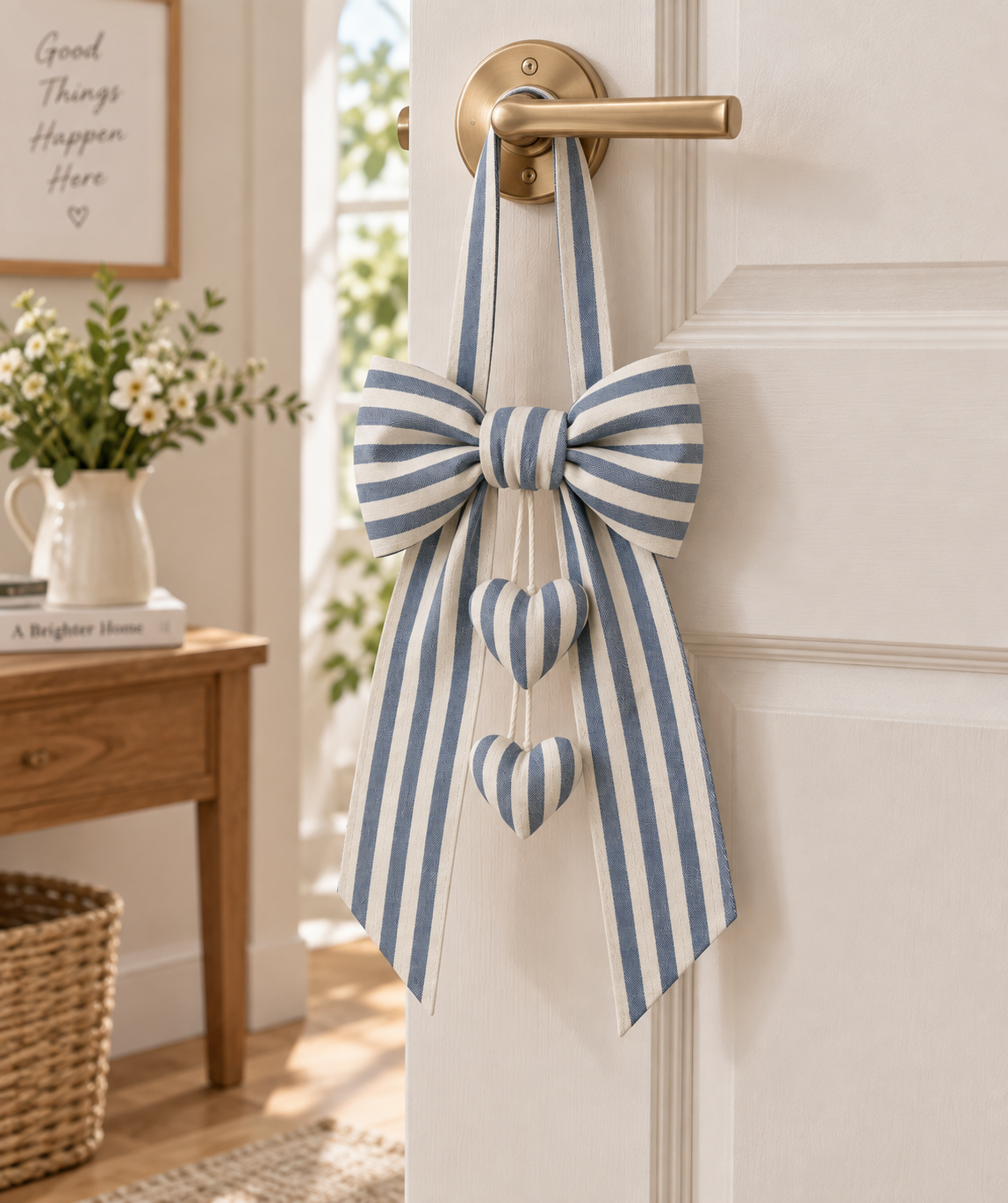 Striped Bow Door Handle Hanging Decoration