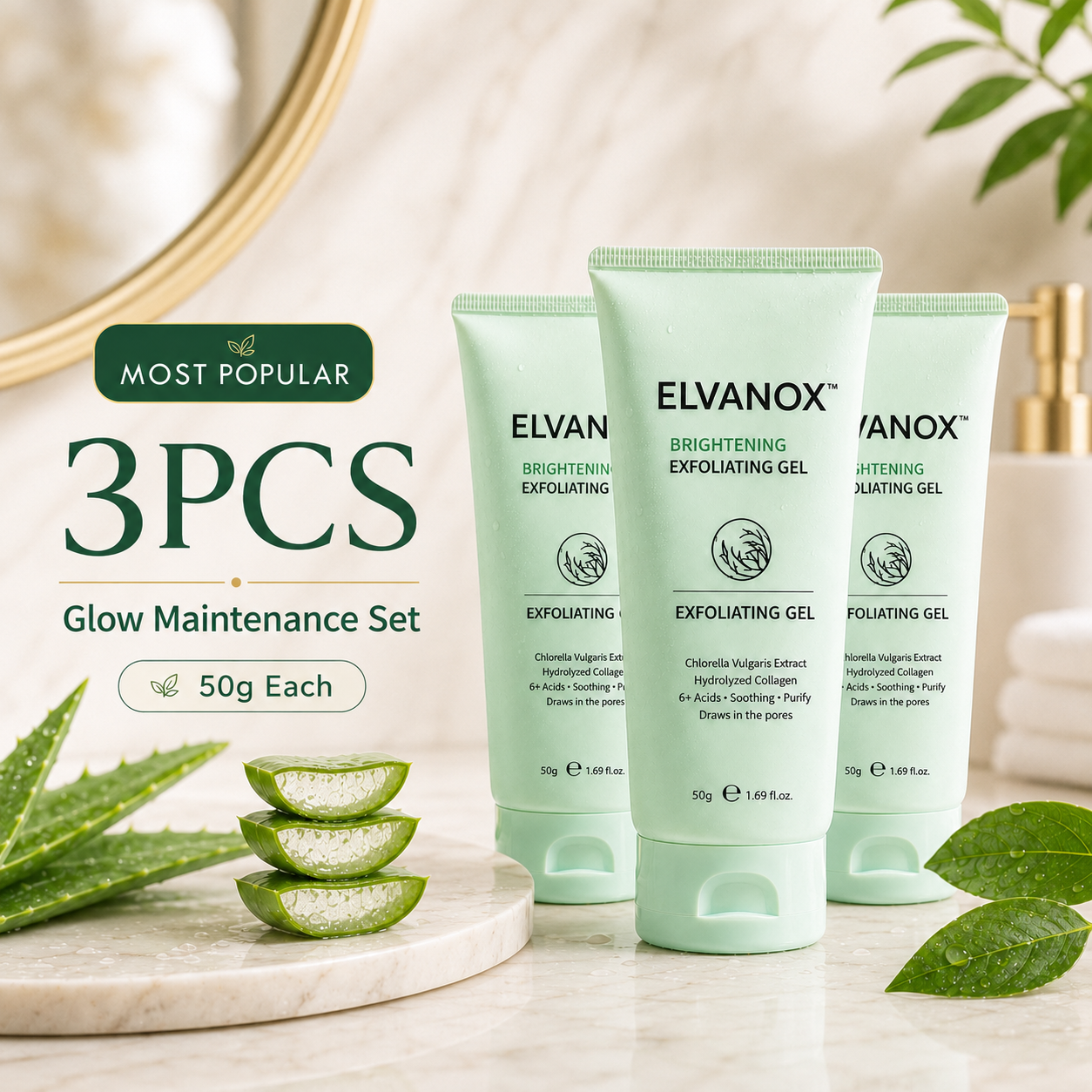 ELVANOX™ Face & Body Soft Peel Glow Reset Gel