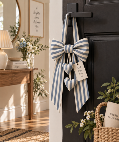 Striped Bow Door Handle Hanging Decoration