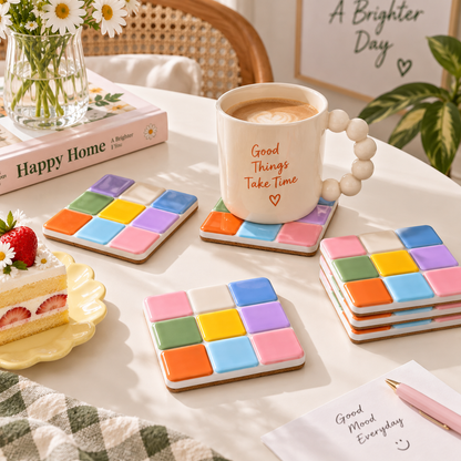 Colorful Modular Tile Coasters (4pc)