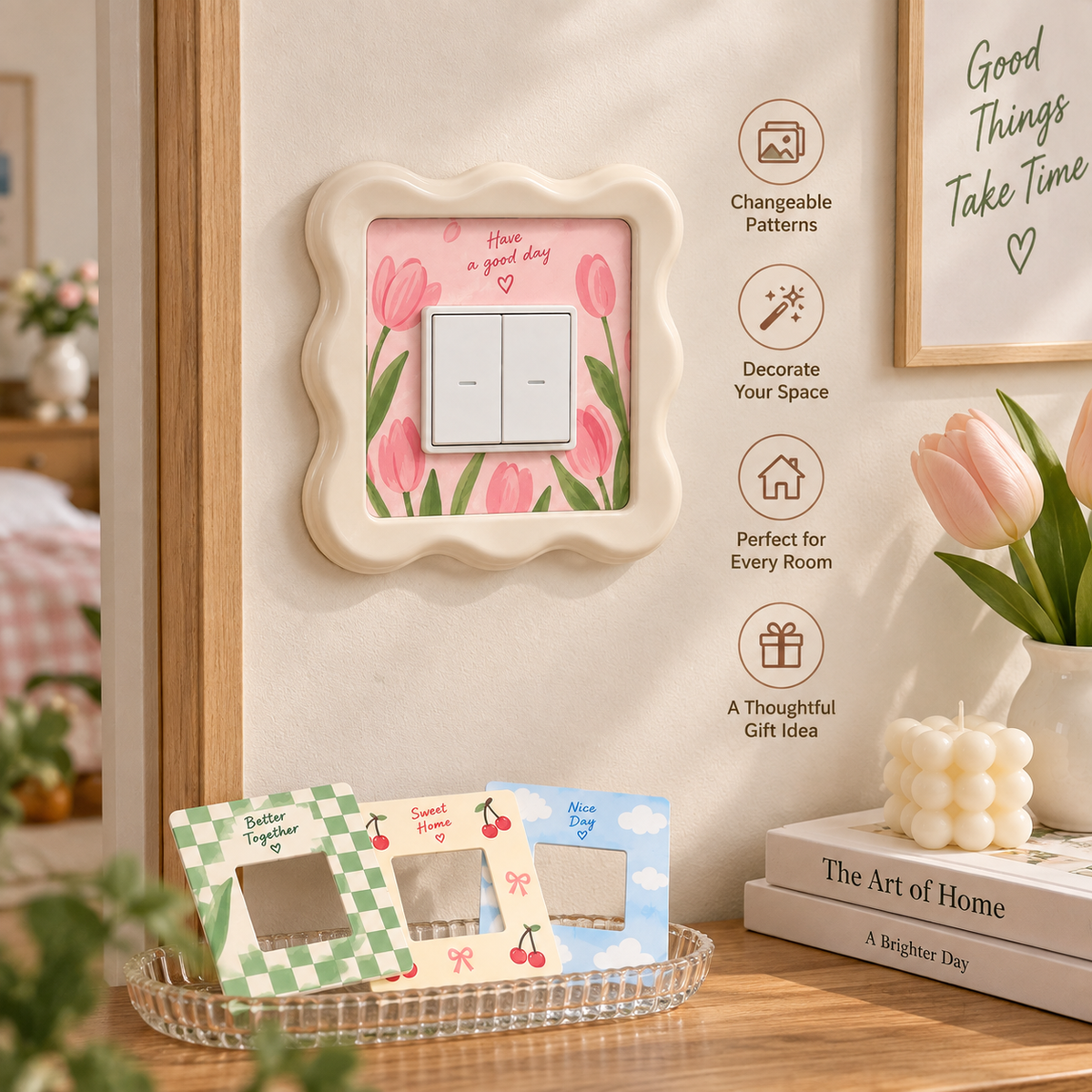 Interchangeable Decorative Light Switch Frame