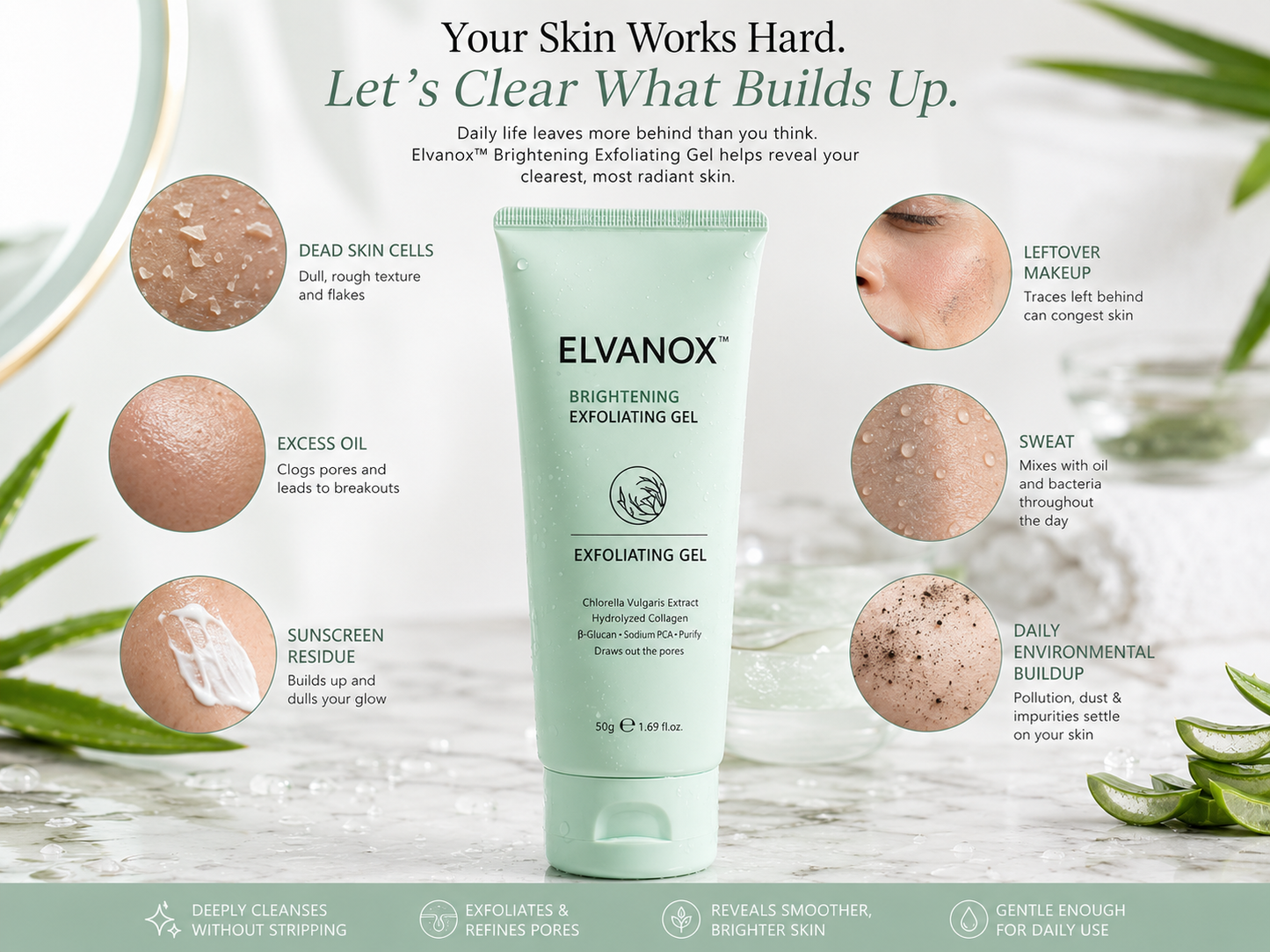 ELVANOX™ Face & Body Soft Peel Glow Reset Gel